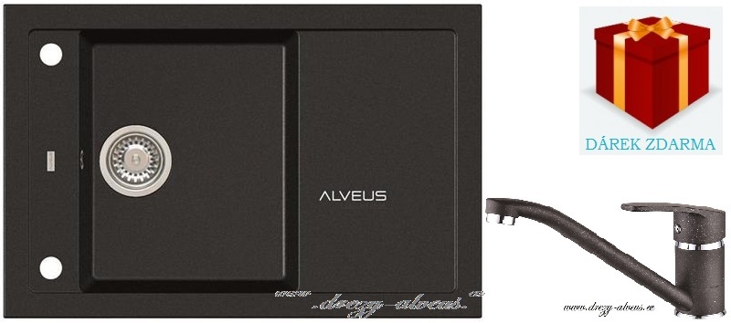 Alveus SET dřez Formic 30 + baterie Nina - 91 black + dárek
