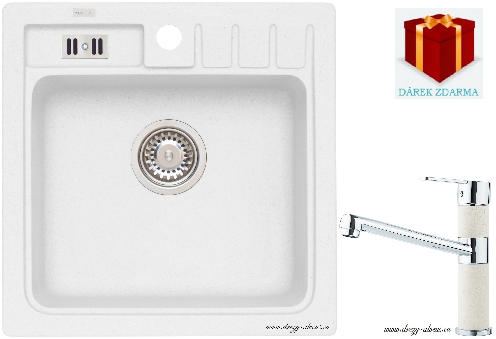 Alveus SET dřez Niagara 20 + baterie AM 130 - 11 white + dárek