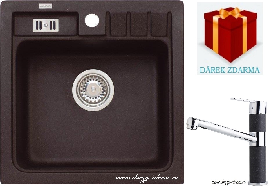 Alveus SET dřez Niagara 20 + baterie AM 130 - 91 black + dárek