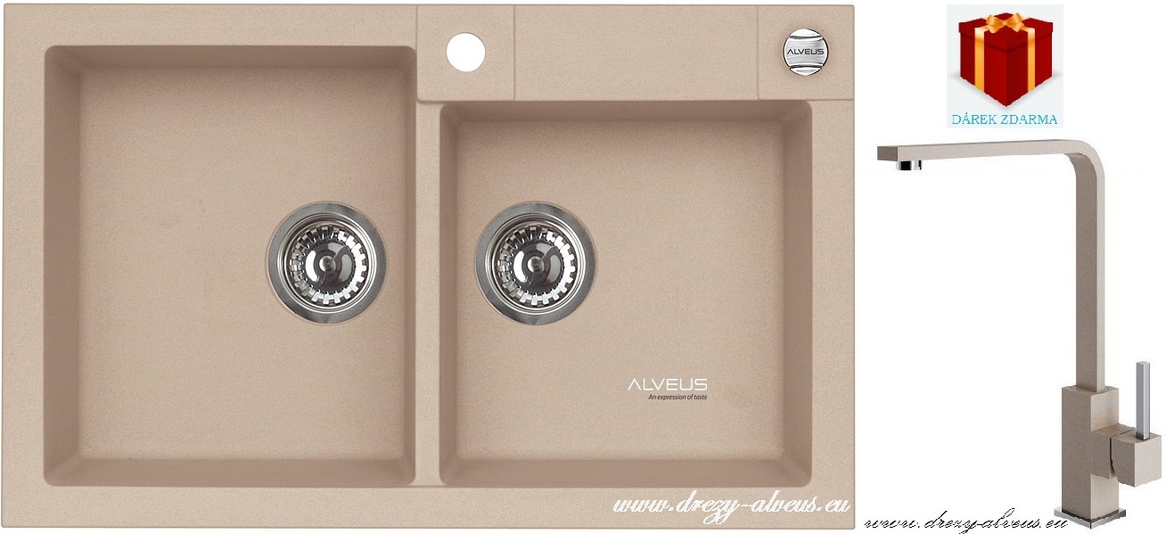 Alveus SET dřez Rock 90 + baterie Afra - 55 beige + dárek