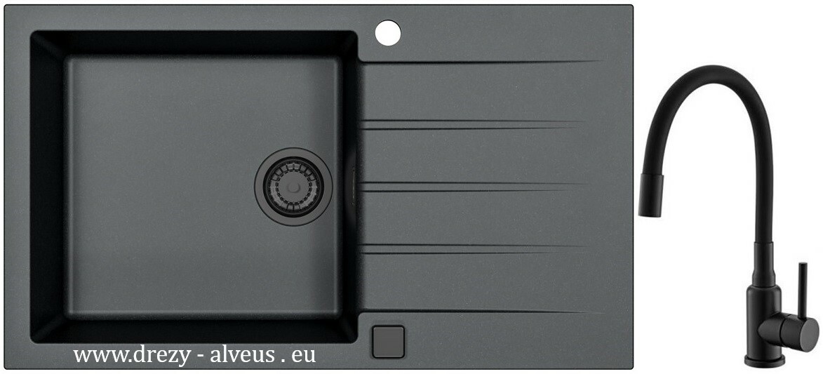 Alveus SET dřez Cadit 40 black edition + baterie Mintas black edition