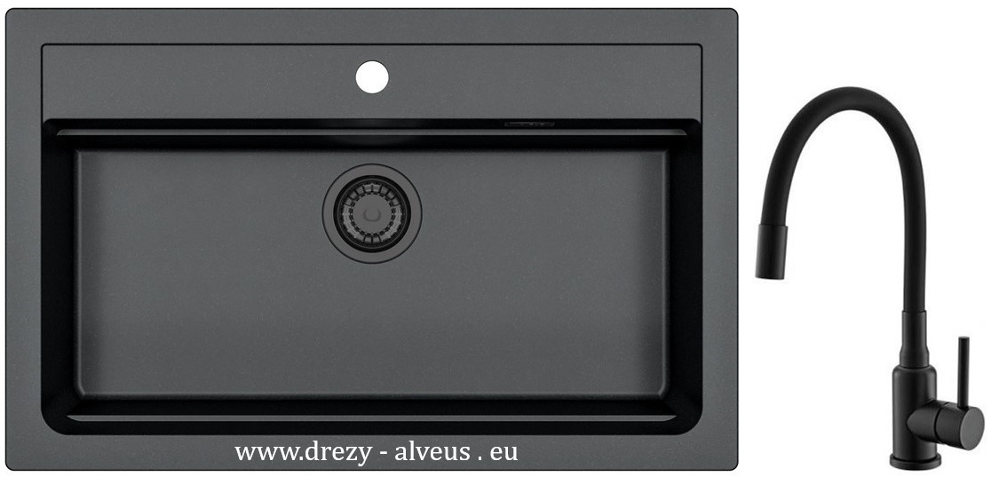 Alveus SET dřez Atrox 40 black edition + baterie Mintas black edition