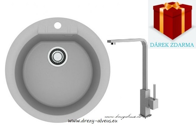 Alveus SET dřez Cadit 100 + baterie Afra - 81 beton + dárek